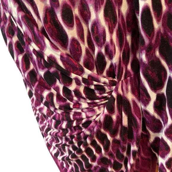 Calvin Klein Women's Mock Wrap Top Blouse Size L Purple Design Stretch Body con - Picture 5 of 10